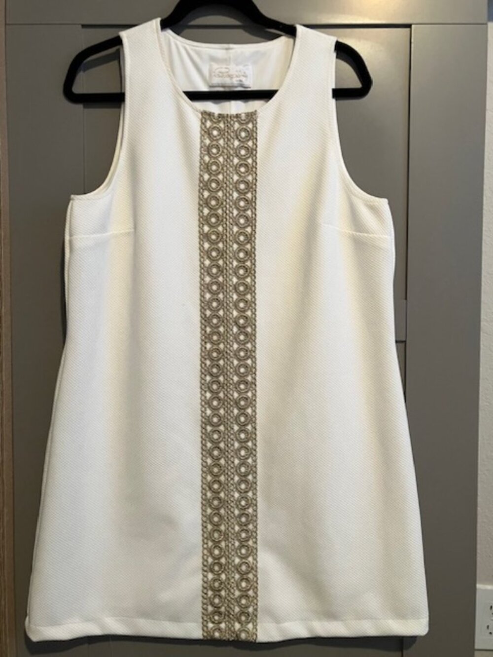 Pappagallo White Dress with Gold Lace Detail
